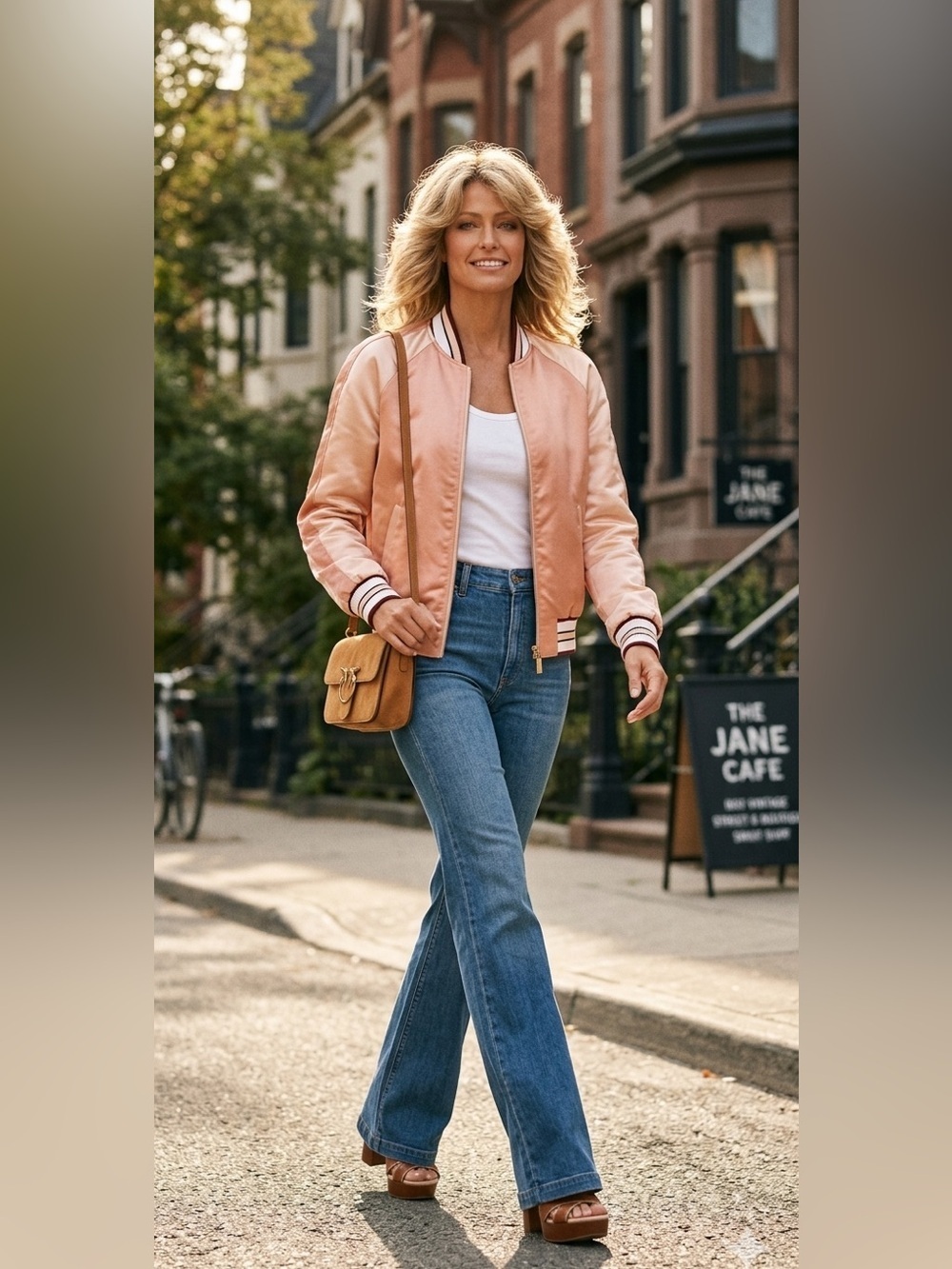 Pinko Bomber Pink Size 4  70's Inspire, Farrah Fawcett  Chic.